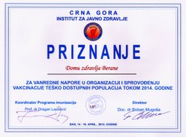 Priznanje za vakcinaciju 2014